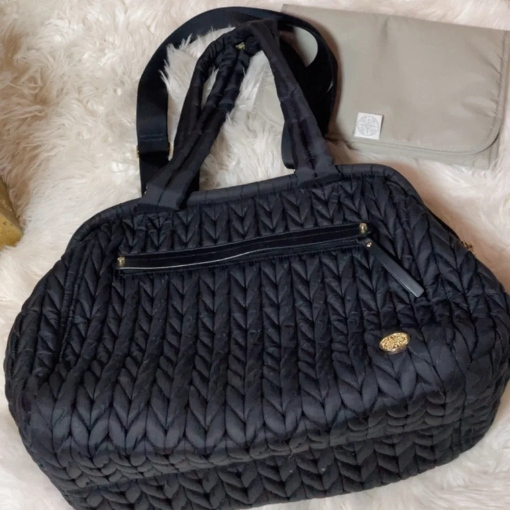 Chic Black Quilted Baby Bag